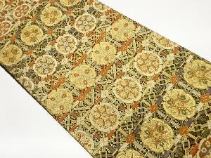 格天井に抽象華文模様織出し袋帯